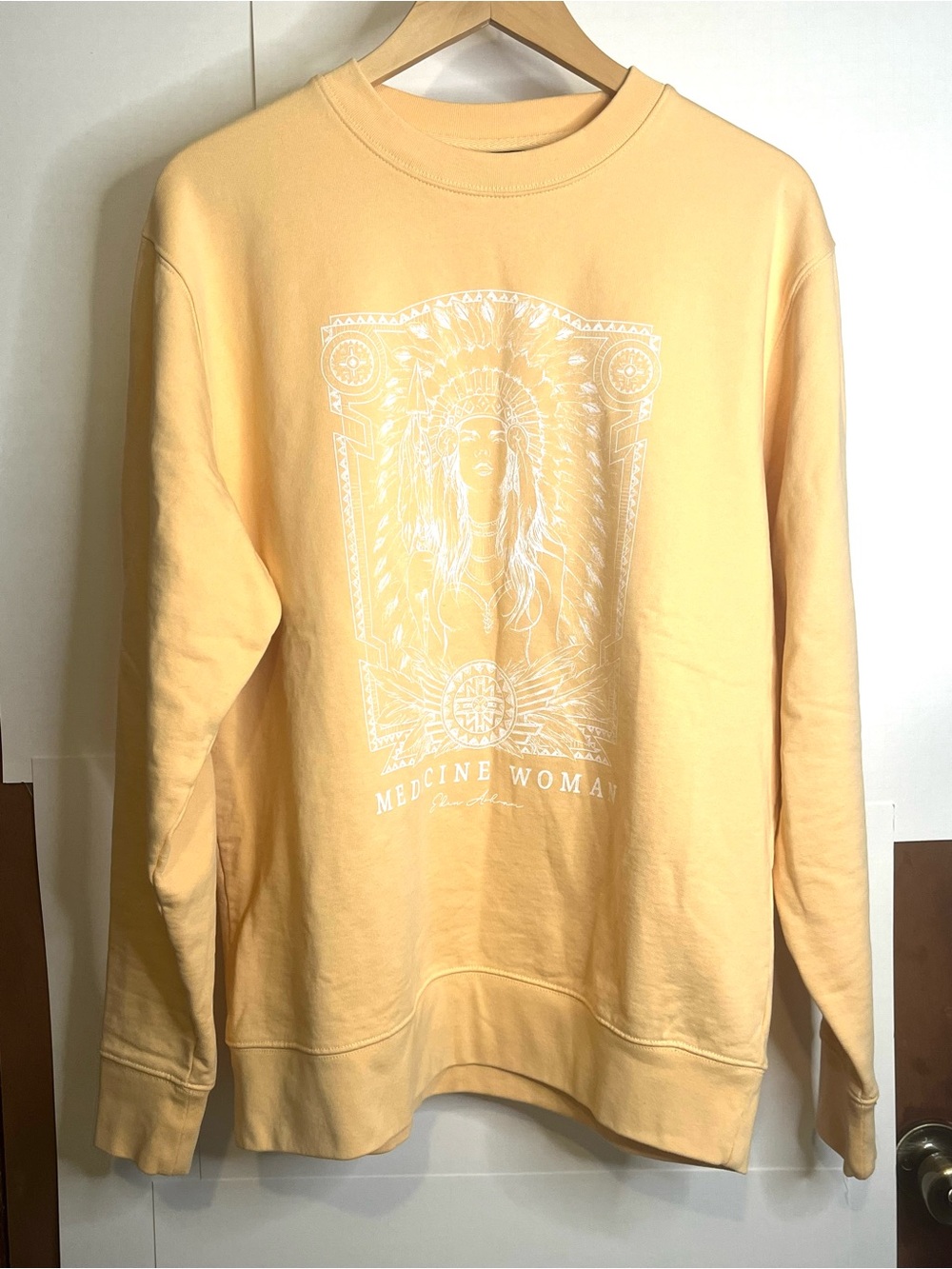 Eden Ashram Unisex Size L “Medicine Woman” Organic Cotton Sweatshirt in Nispero
